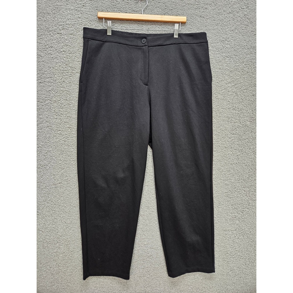 Eileen Fisher Tencel Stretch Crop Pants Large Black Minimalist Professional